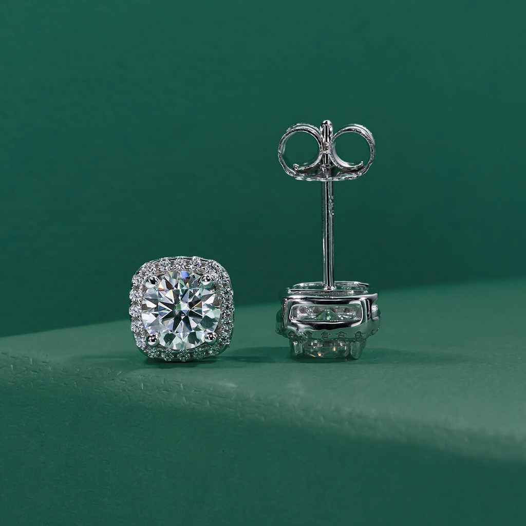 Brinco Moissanite 1ct em Prata 925 com Banho de Ouro 18K – Yuna Joias - Yuna Joias