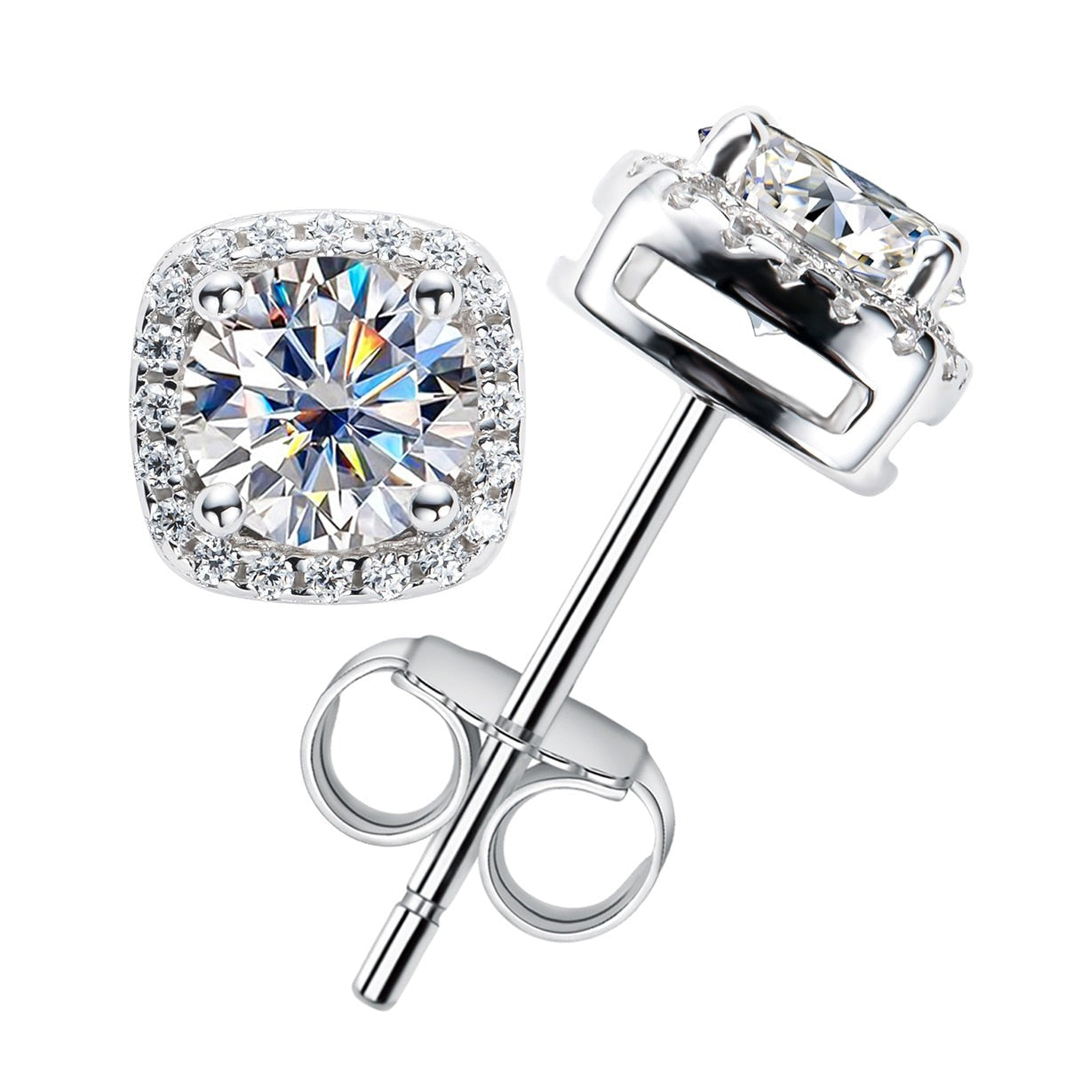 Brinco Moissanite 1ct em Prata 925 com Banho de Ouro 18K – Yuna Joias - Yuna Joias