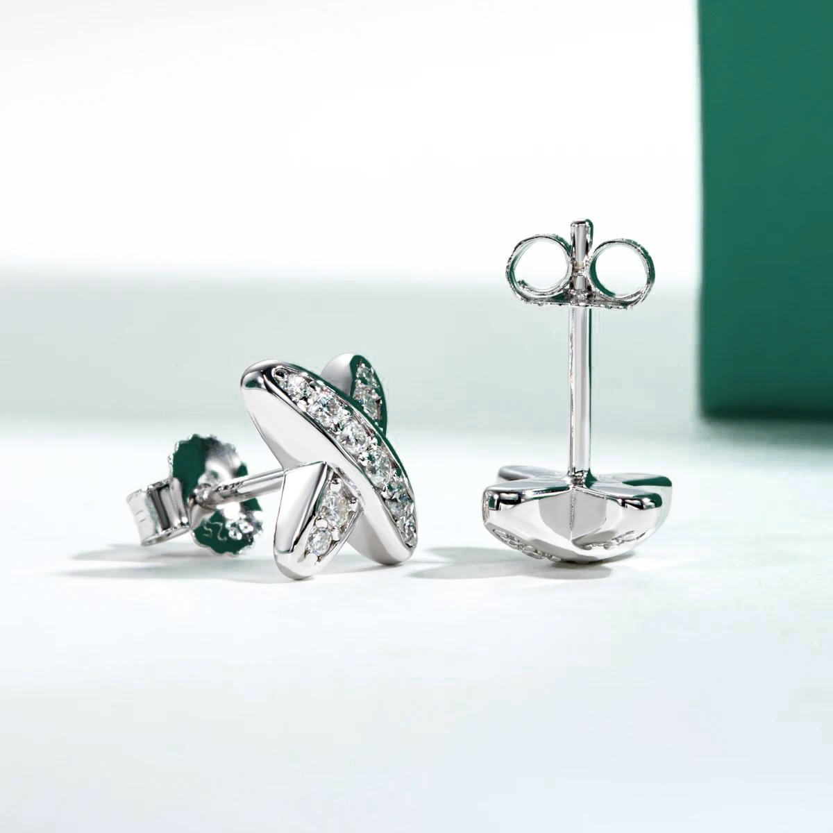 Brincos de Moissanite Formato X em Prata 925 com Ouro 18K – Yuna Joias - Yuna Joias