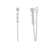 Brinco de Moissanite com Lapidação Pera e Brilhante em Prata 925 com Ouro Branco 18k – Yuna Joias - Yuna Joias