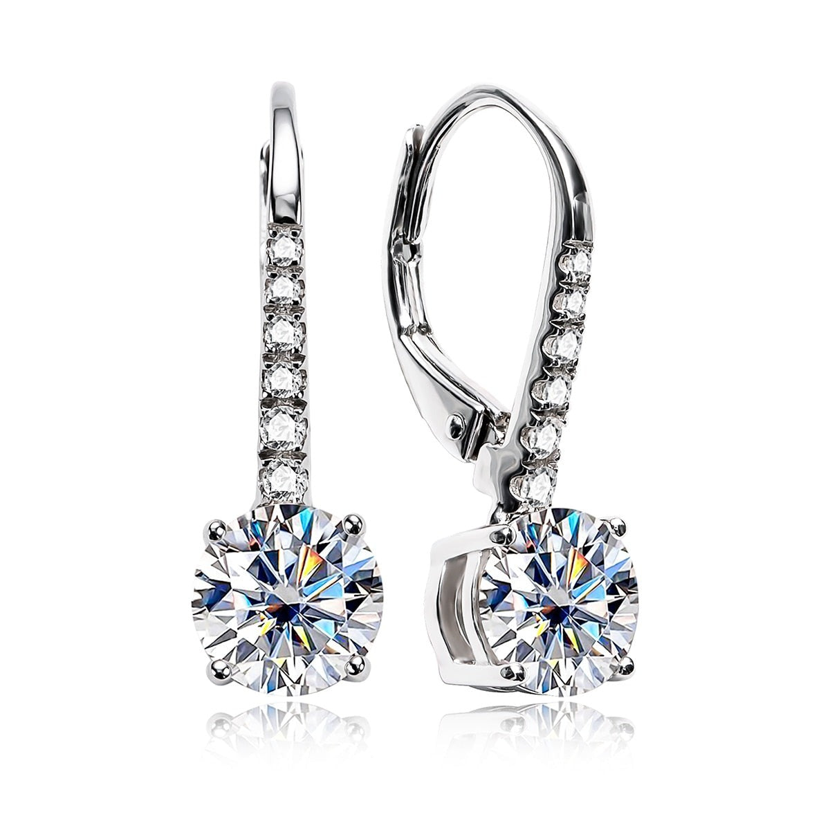 Brincos de Moissanite com Prata 925 e Banho de Ouro Branco 18k – Yuna Joias - Yuna Joias