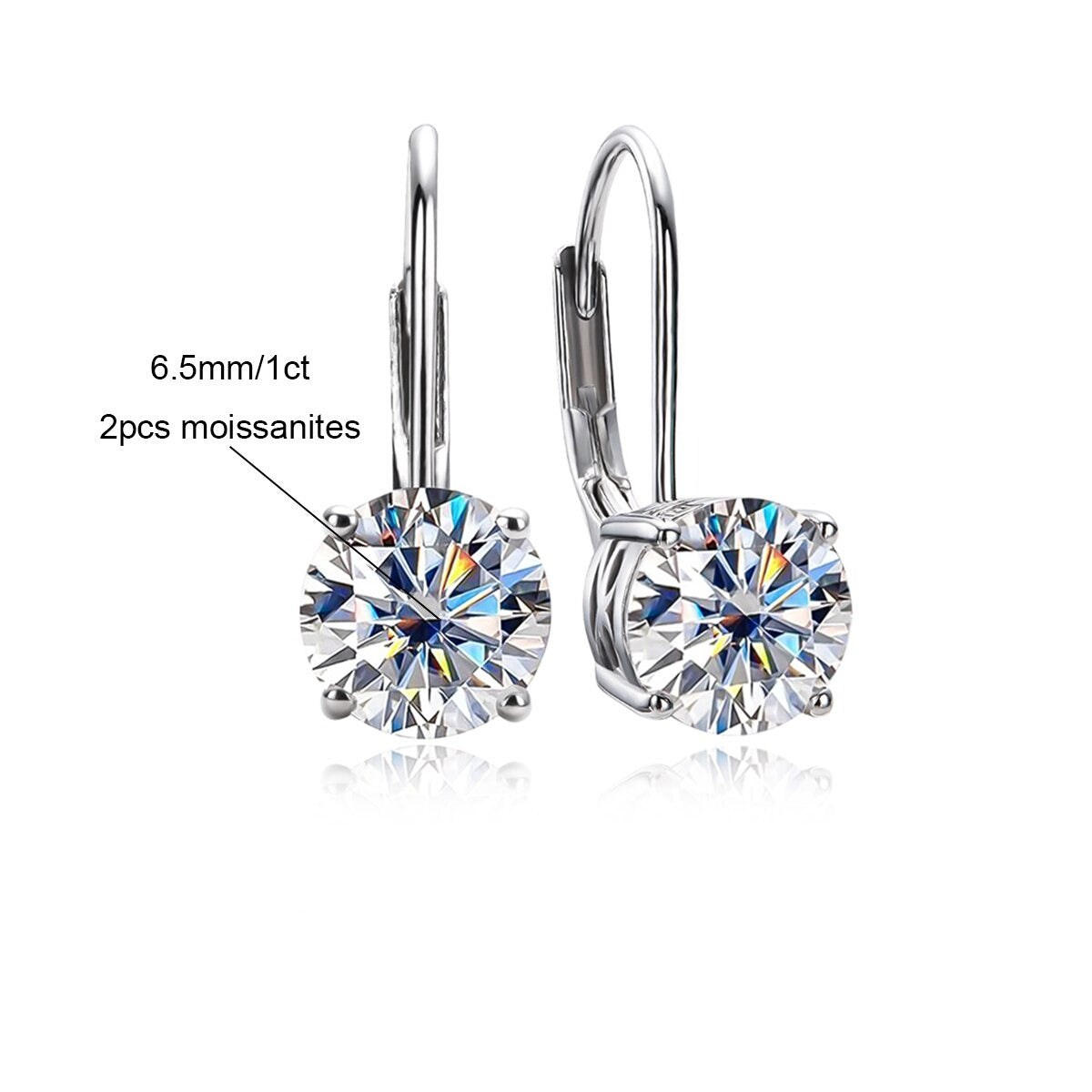 Brinco Moissanite 2.0ct Prata 925 com Banho de Ouro 18k – Yuna Joias - Yuna Joias