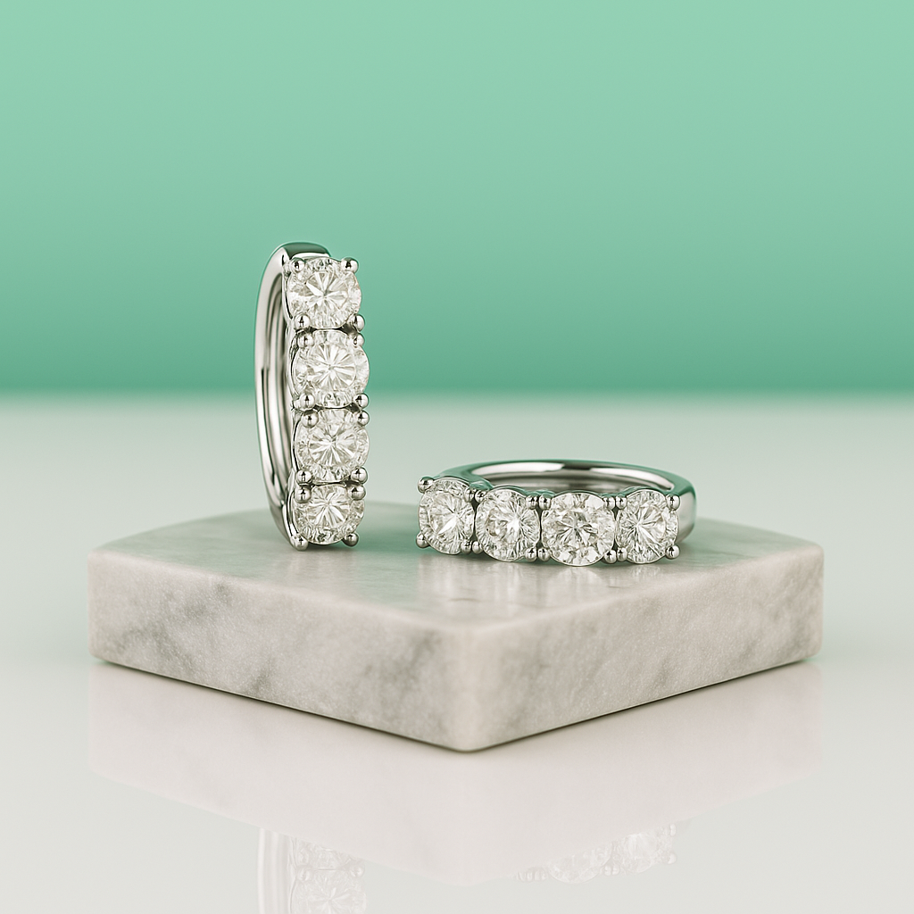 Brincos em Prata 925 com Banho de Ouro 18k e Moissanite – Yuna Joias - Yuna Joias