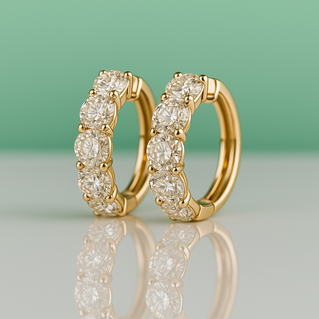 Brincos em Prata 925 com Banho de Ouro 18k e Moissanite – Yuna Joias - Yuna Joias