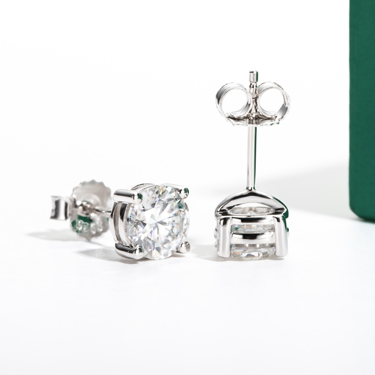 Brincos de Moissanite em Prata S925 com Haste em Ouro 10K Certificação GRA - Yuna Joias - Yuna Joias