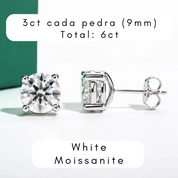 Brincos de Moissanite em Prata S925 com Haste em Ouro 10K Certificação GRA - Yuna Joias - Yuna Joias