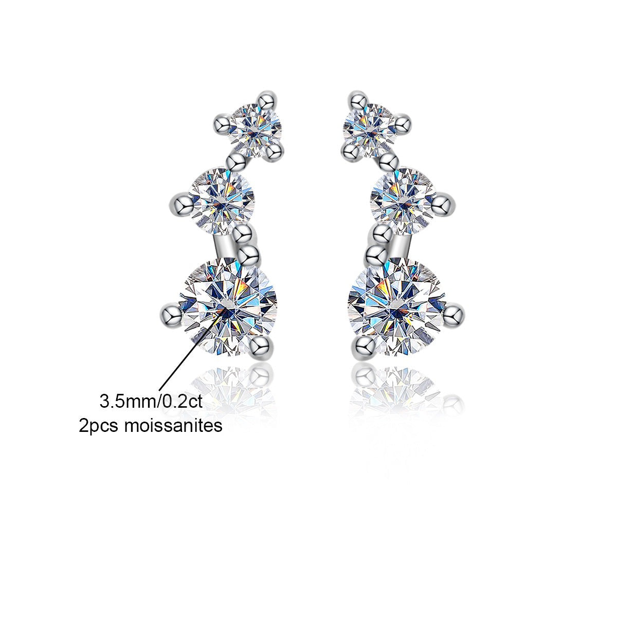 Brincos Triângulo de Moissanite em Prata 925 com Banho de Ouro Branco 18k – Yuna Joias - Yuna Joias
