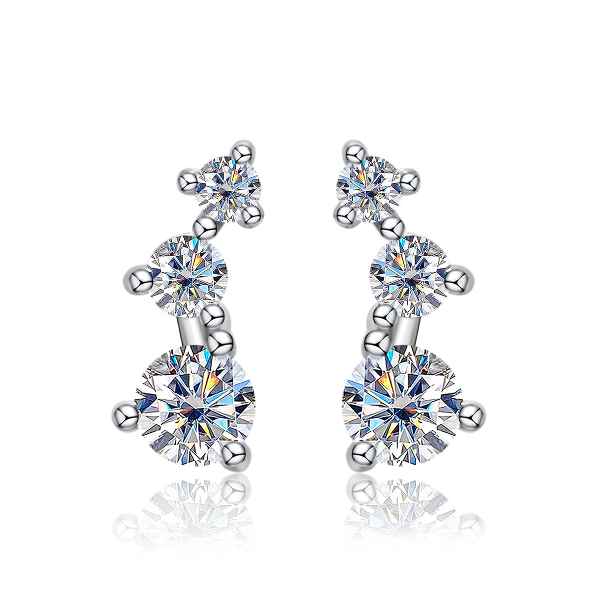 Brincos Triângulo de Moissanite em Prata 925 com Banho de Ouro Branco 18k – Yuna Joias - Yuna Joias