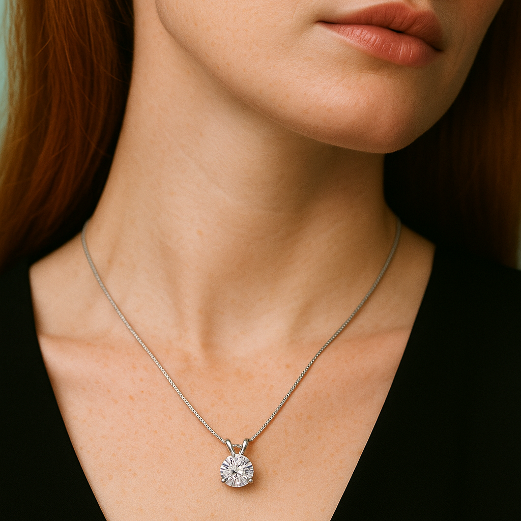 Colar com Moissanite de 1 Quilate – Prata 925, Ródio e Detalhes em Ouro 18k - Yuna Joias - Yuna Joias