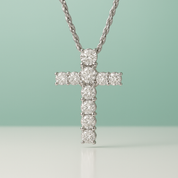 Colar Cruz com Moissanite 2.1ct – Prata 925, Ródio e Ouro 18k - Yuna Joias - Yuna Joias