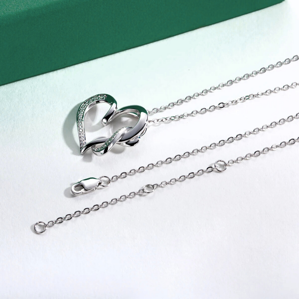 Colar de Coração com Infinito em Prata 925 e Moissanite D-VVS1 – Yuna Joias - Yuna Joias