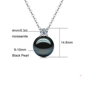 Colar com Pérola Negra do Tahiti e Moissanite em Prata 925 com Ouro Branco 18k – Yuna Joias - Yuna Joias