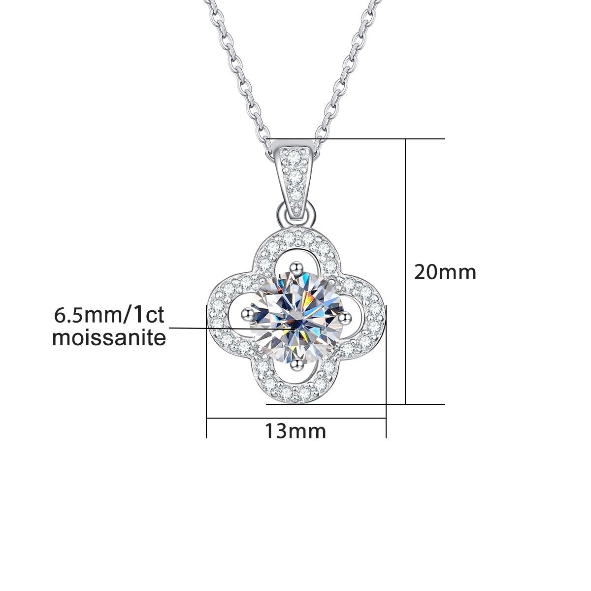 Colar em Ouro Branco 18k com Moissanite em Formato de Flor - Moissanite - Colar