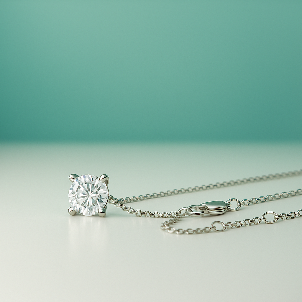 Colar Ponto de Luz com Moissanite Brilhante – Prata 925, Ouro 18K e Certificação GRA - Yuna Joias - Yuna Joias