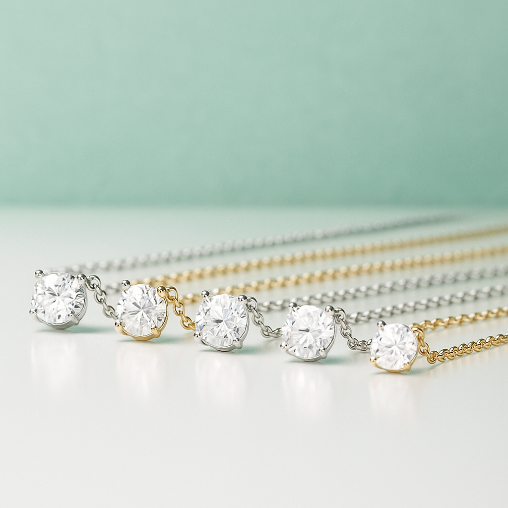 Colar Ponto de Luz com Moissanite Brilhante – Prata 925, Ouro 18K e Certificação GRA - Yuna Joias - Yuna Joias