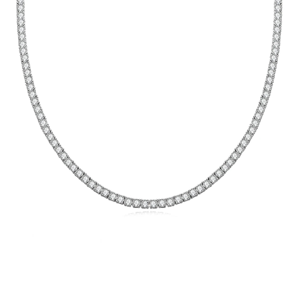 Colar Riviera em Ouro Branco com Moissanites Brilhantes Yuna Joias - Colar