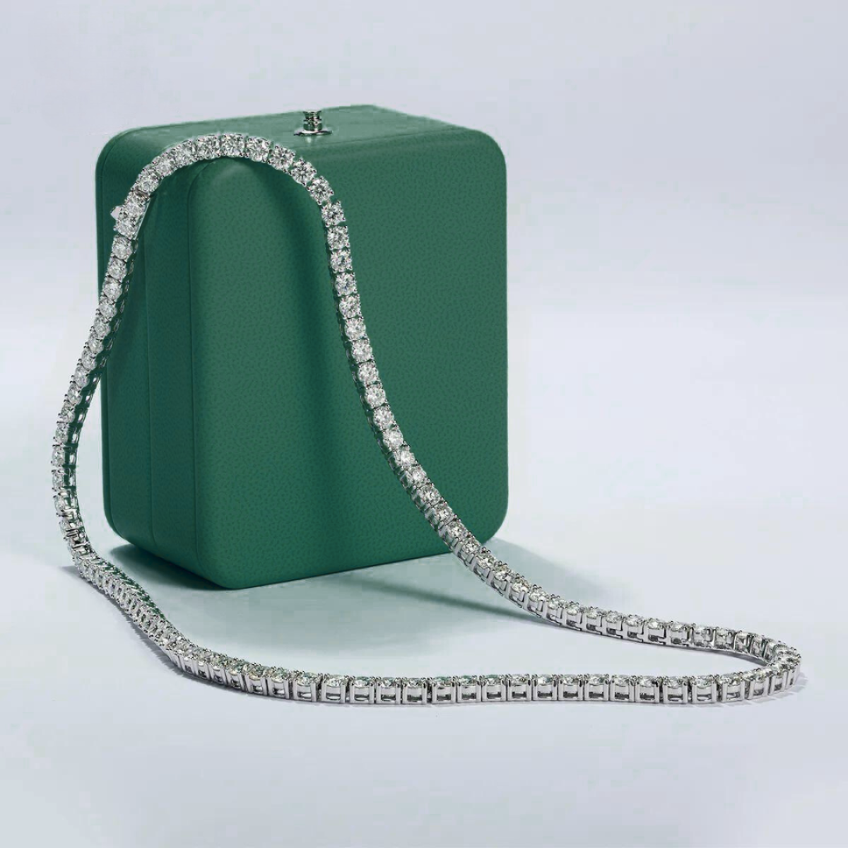 Colar Riviera em Ouro Branco com Moissanites Brilhantes Yuna Joias - Colar
