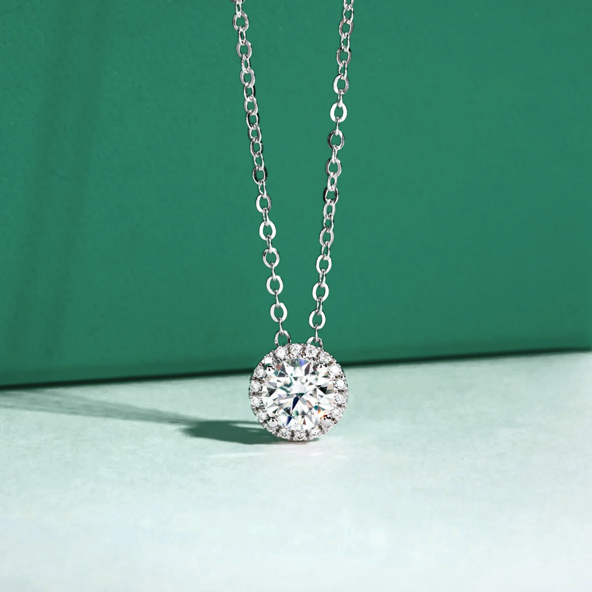 Colar de Moissanite Round em Ródio Branco e Ouro Branco 18k - Yuna Joias - Yuna Joias