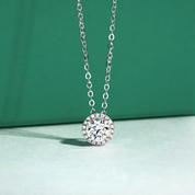 Colar de Moissanite Round em Ródio Branco e Ouro Branco 18k - Yuna Joias - Yuna Joias