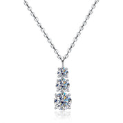 Colar Trilogy com Moissanites – Luxo Atemporal em Prata 925 ou Ouro 10k, 14k e 18k - Yuna Joias - Yuna Joias