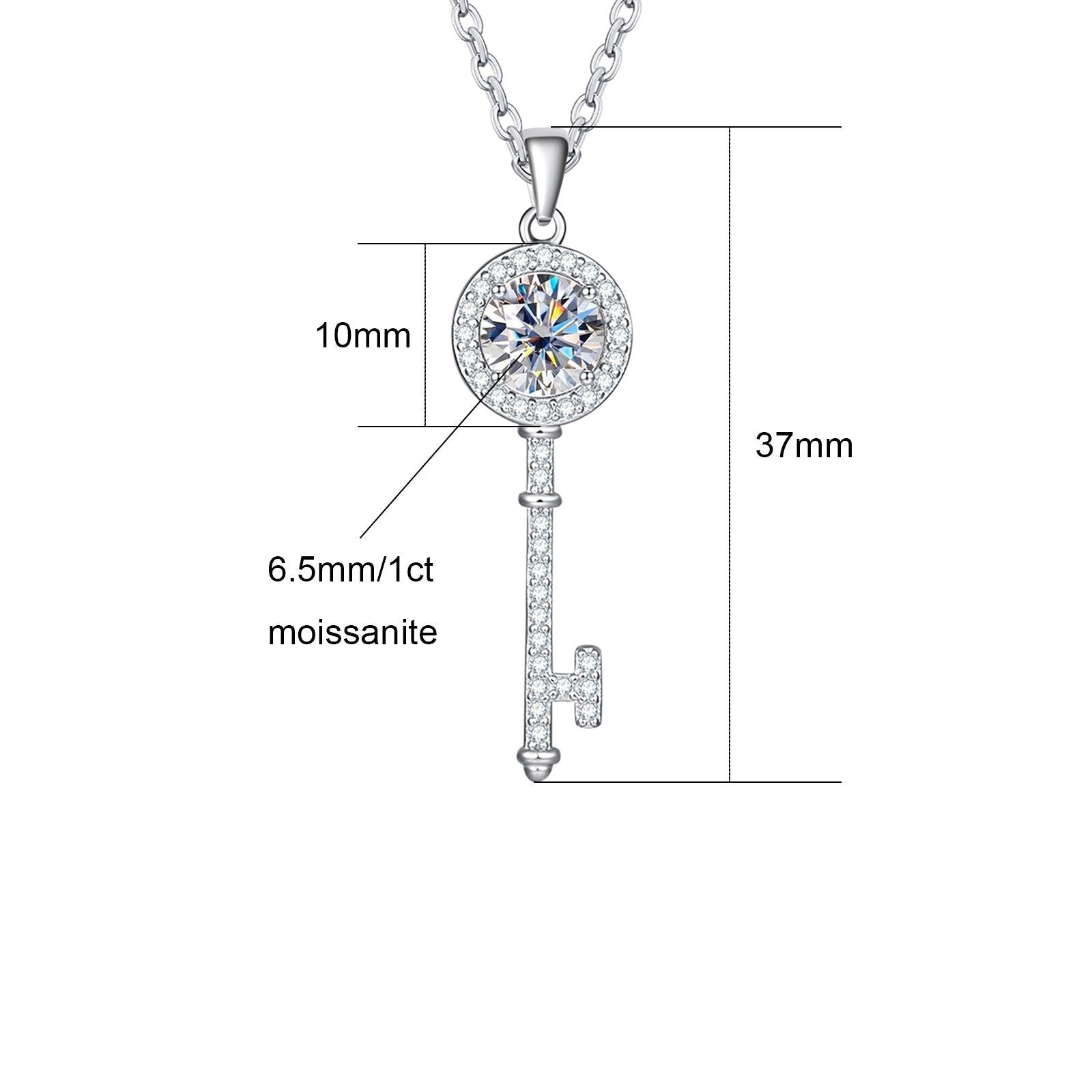 Colar Key Moissante 1.0ct em Prata 925 com banho de ródio e ouro 18k – Yuna Joias - Yuna Joias