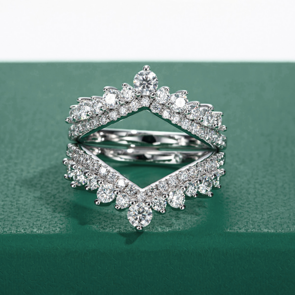 Meia Aliança Imperial em Prata 925 com Moissanites e Banho de Ouro 18K Certificação GRA - Yuna Joias - Yuna Joias