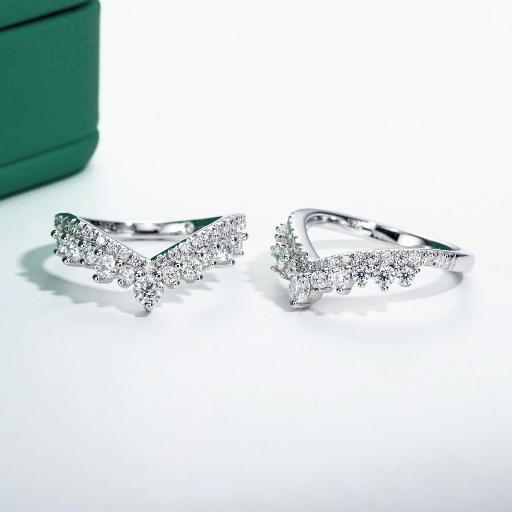 Meia Aliança Imperial em Prata 925 com Moissanites e Banho de Ouro 18K Certificação GRA - Yuna Joias - Yuna Joias