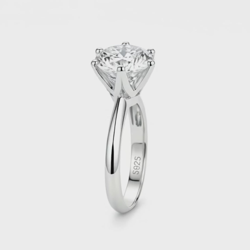 Anel Solitário Moissanite Amor Verdadeiro  Prata 925 com Certificado GRA - Yuna Joias