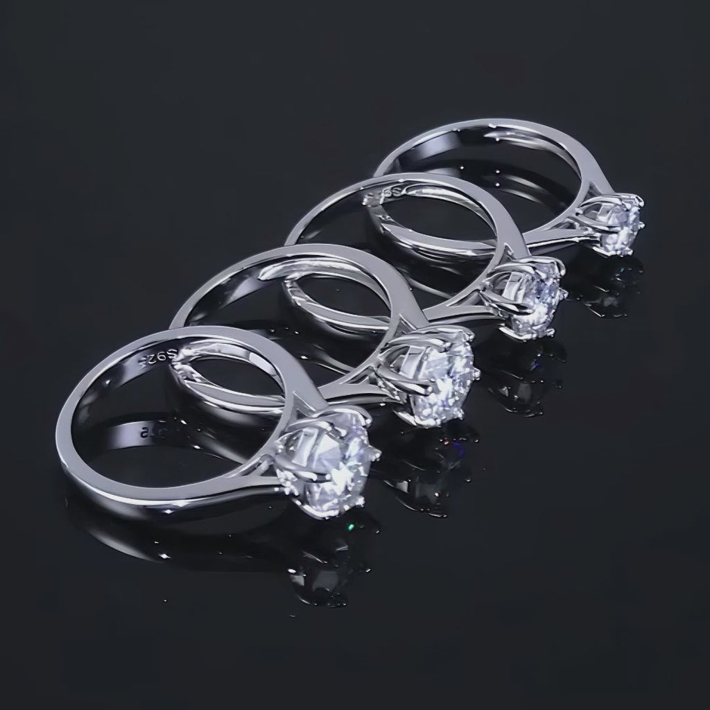 Anel Solitário Moissanite Amor Verdadeiro  Prata 925 com Certificado GRA - Yuna Joias