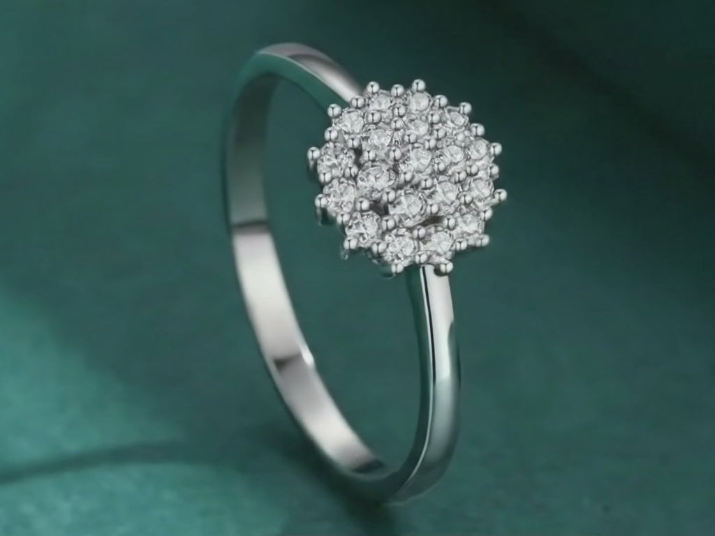 Anel Feminino Marquise com Zircônias Cravejadas - Joia Luxuosa em Prata 925 para Noivado - Yuna Joias