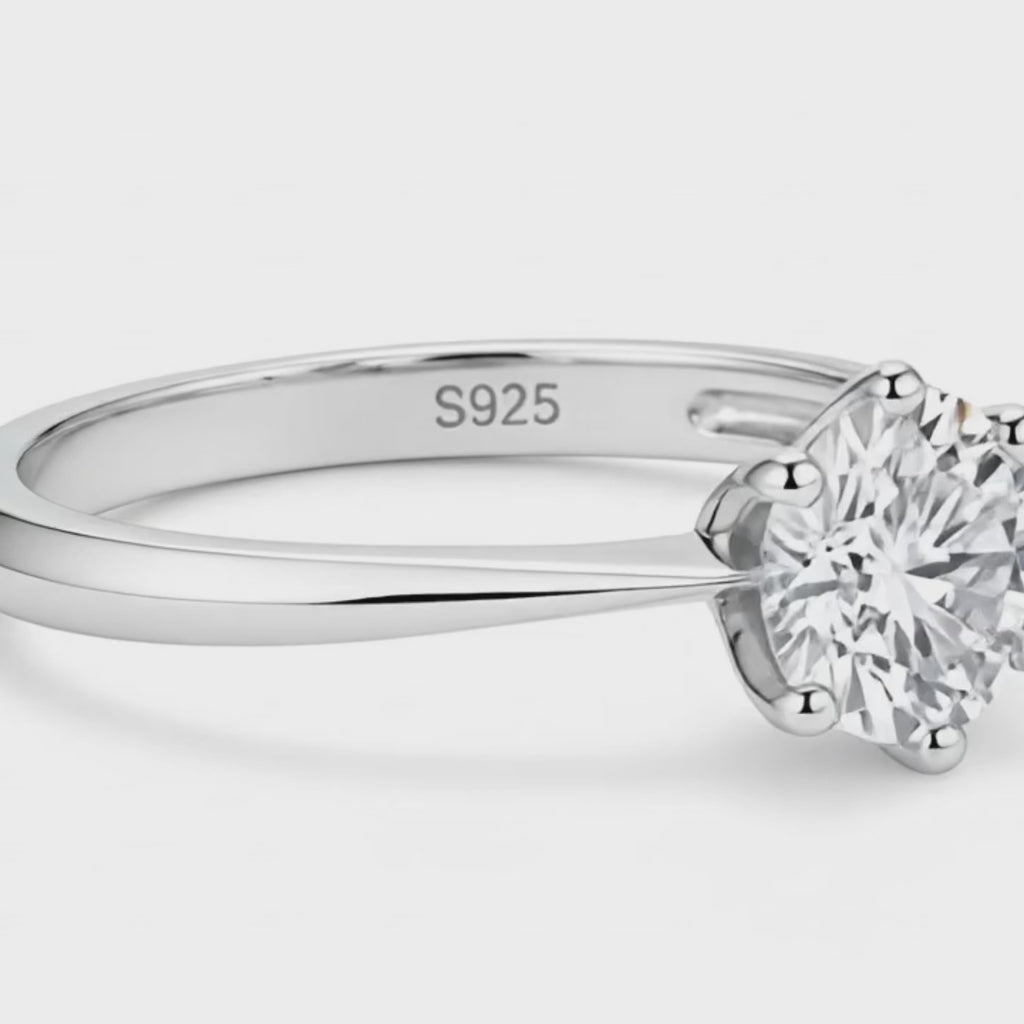 Anel Solitário Moissanite Amor Verdadeiro  Prata 925 com Certificado GRA - Yuna Joias
