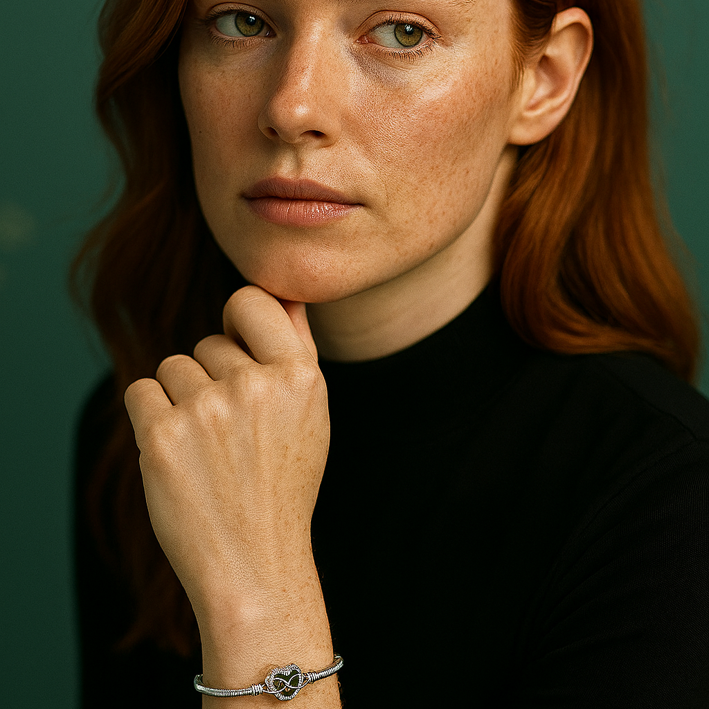 Pulseira berloque em prata 925 com fecho coração e símbolo infinito em destaque