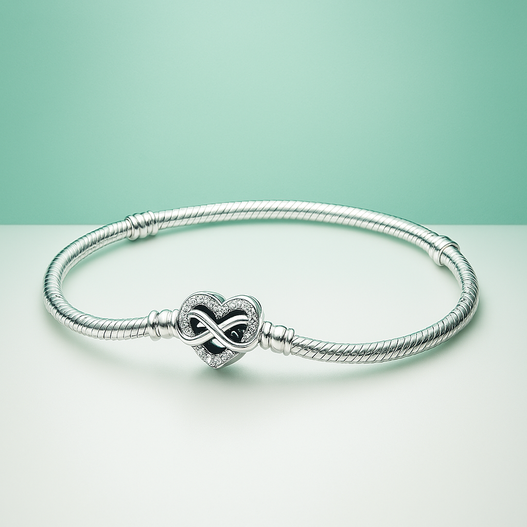 Pulseira Berloque com Fecho Coração Infinito em Prata 925 – Yuna Joias - Yuna Joias