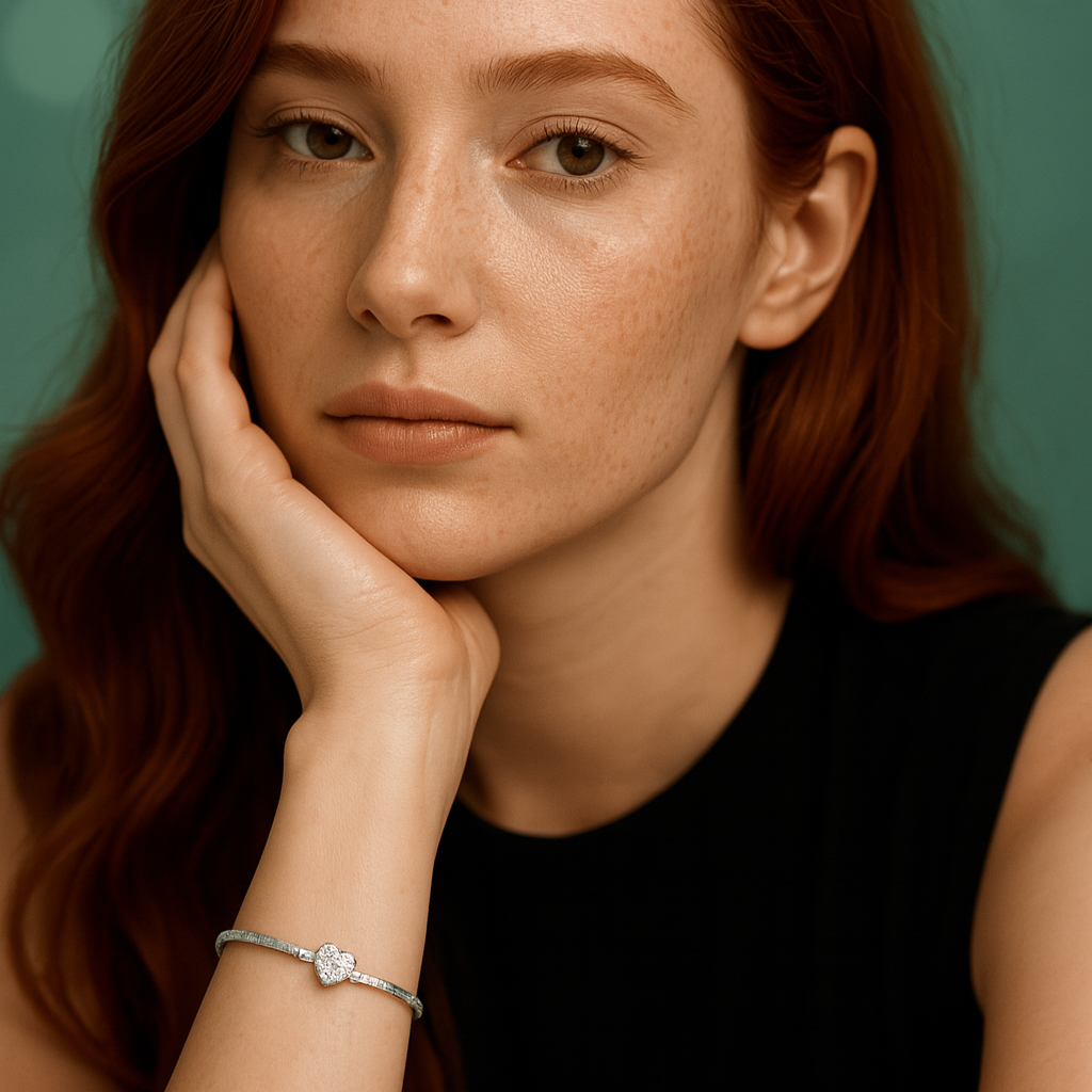 Pulseira Berloque de Prata 925 Coração + Berloque Vagalume e Berloque de Segurança – Yuna Joias - Yuna Joias