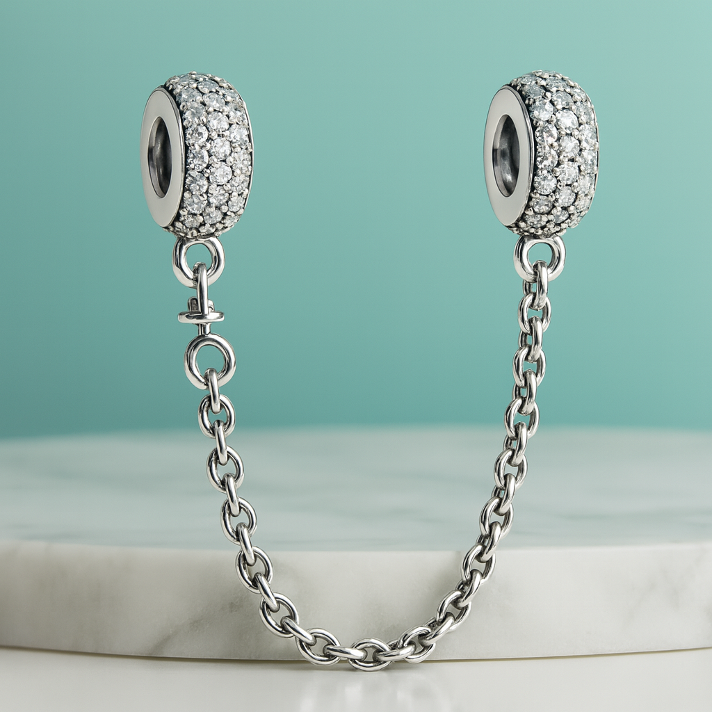 Pulseira Berloque de Prata 925 Coração + Berloque Vagalume e Berloque de Segurança – Yuna Joias - Yuna Joias