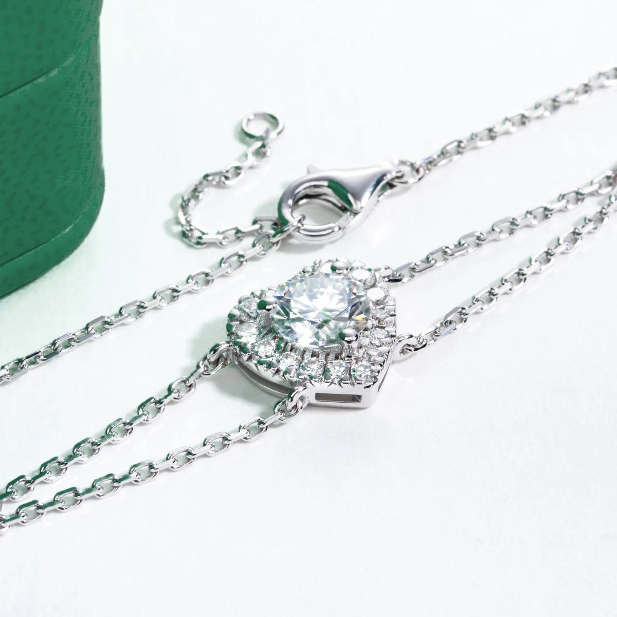 Pulseira com Moissanite em Prata 925 Formato de Coração - Yuna Joias - Yuna Joias