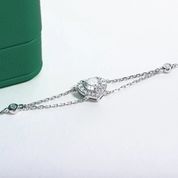 Pulseira com Moissanite em Prata 925 Formato de Coração - Yuna Joias - Yuna Joias