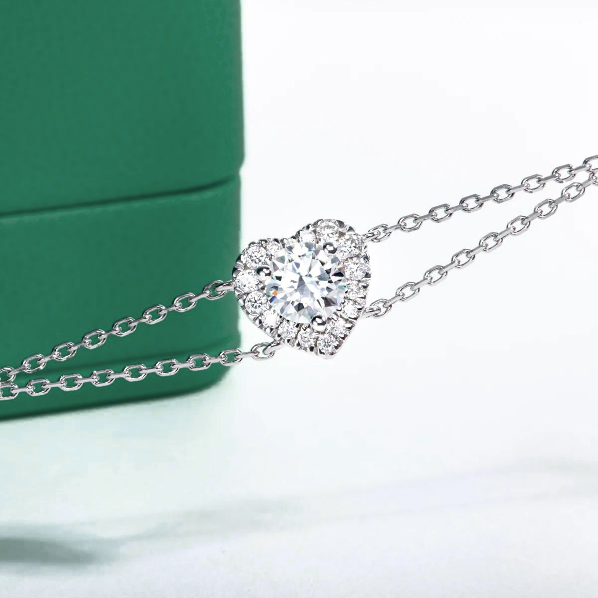 Pulseira com Moissanite em Prata 925 Formato de Coração - Yuna Joias - Yuna Joias