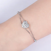 Pulseira com Moissanite em Prata 925 Formato de Coração - Yuna Joias - Yuna Joias