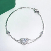 Pulseira com Moissanite em Prata 925 Formato de Coração - Yuna Joias - Yuna Joias