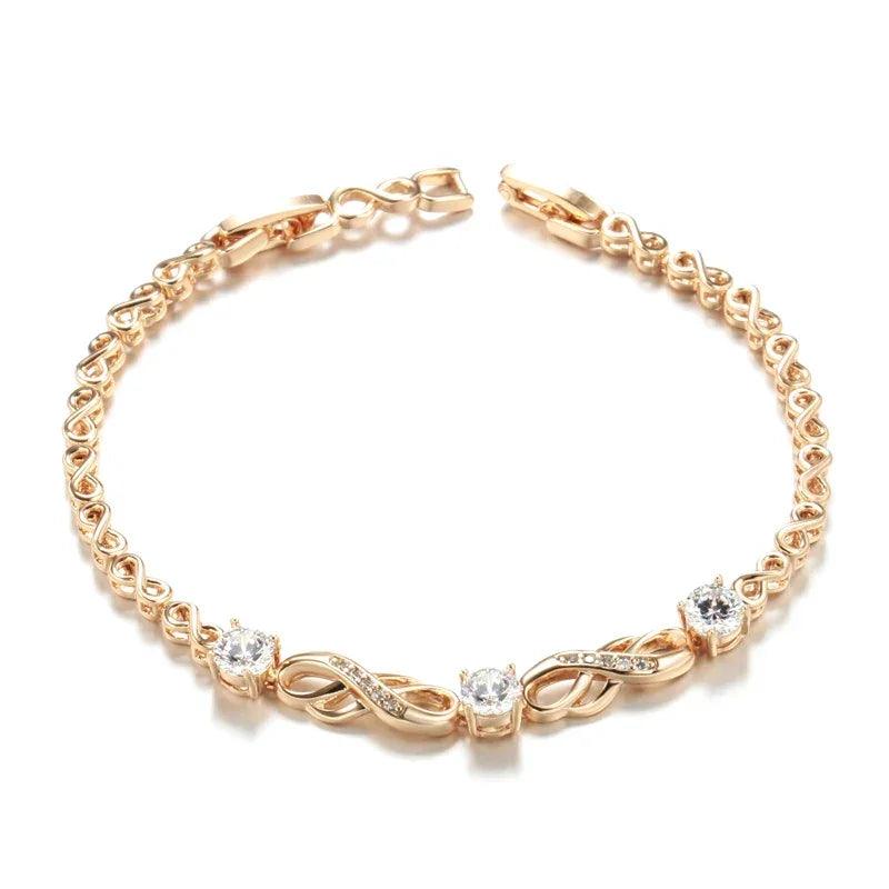 Pulseira de Noiva Luxo em Ouro Rosa com Zircão Natural - Yuna Joias