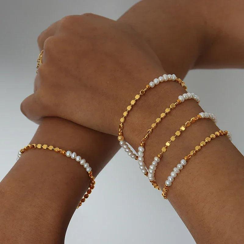 Pulseira Elegance com Pérolas Naturais e Ouro 18k - Yuna Joias