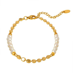 Pulseira Elegance com Pérolas Naturais e Ouro 18k - Yuna Joias