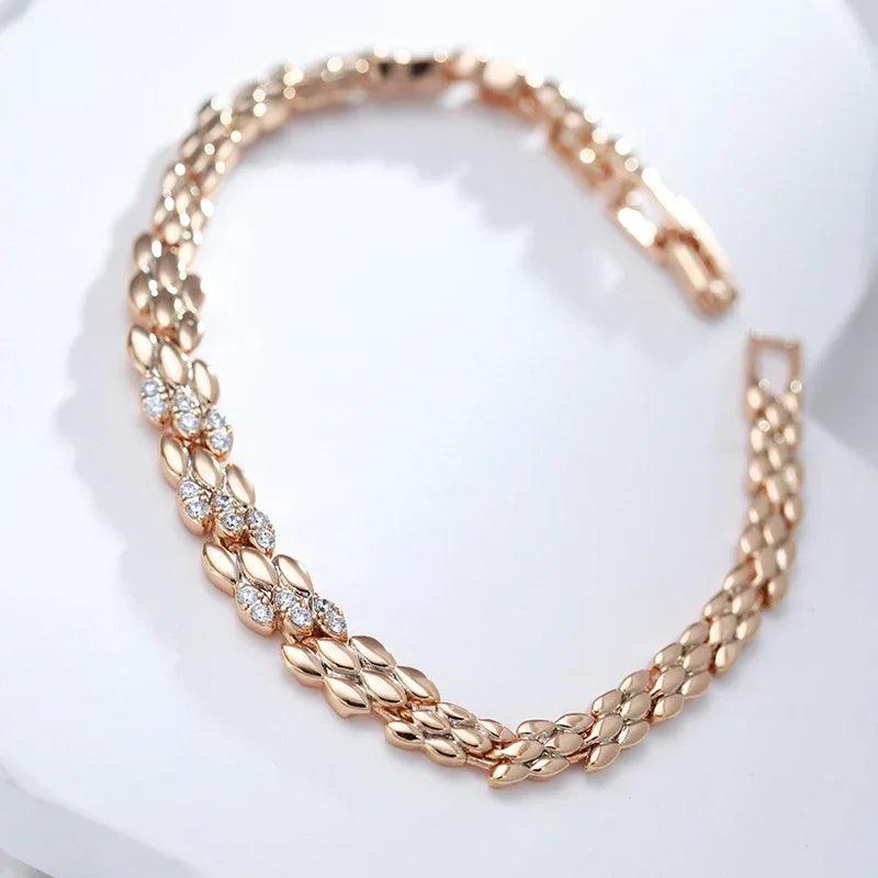 Pulseira Luxuosa em Ouro Rosa com Zircão Natural - Yuna Joias