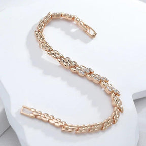 Pulseira Luxuosa em Ouro Rosa com Zircão Natural - Yuna Joias