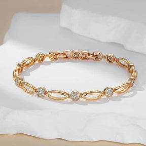 Pulseira Luxuosa em Ouro Rosa com Zircões Naturais - Yuna Joias