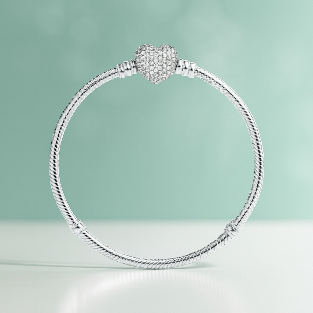 Pulseira Berloque de Prata 925 Coração + Berloque Vagalume e Berloque de Segurança – Yuna Joias - Yuna Joias