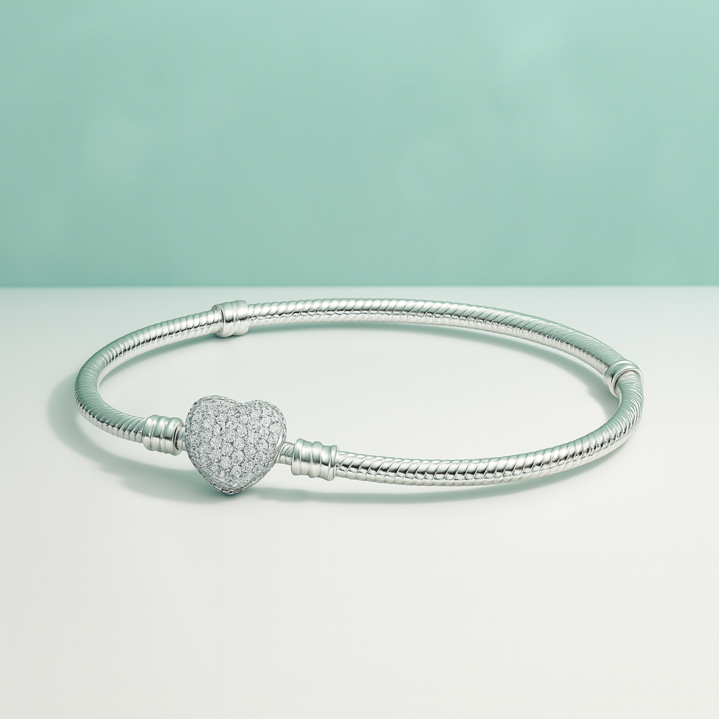 Pulseira Berloque de Prata 925 Coração + Berloque Vagalume e Berloque de Segurança – Yuna Joias - Yuna Joias